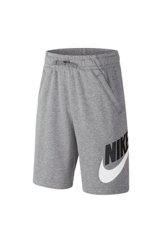 Nike, Pantaloni sport tip bermude Sportswear Club, Gri melange/ Alb Nike, Pantaloni sport tip bermude Sportswear Club, Gri melange/ Alb