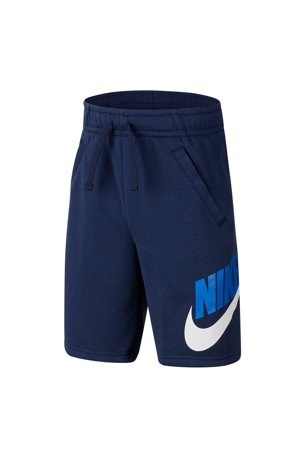 Nike, Pantaloni sport tip bermude Sportswear Club, Bleumarin/Alb