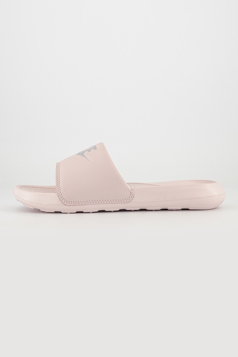 Nike, Papuci cu logo Victori One, Roz pastel/Argintiu, 40.5