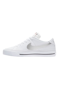 Nike, Pantofi sport din piele Court Legacy, Alb/Argintiu, 5.5 Nike, Pantofi sport din piele Court Legacy, Alb/Argintiu, 5.5