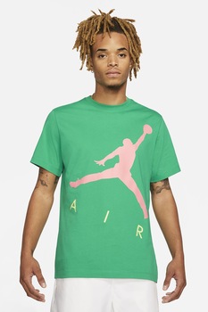 Nike, Tricou cu imprimeu Jumpamn Air, Verde/roz pastel