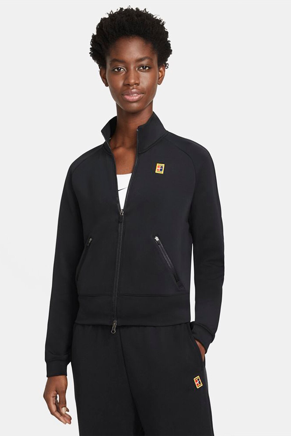 Nike, Bluza sport cu fermoar si tehnologie Dri-FIT, pentru tenis Heritage, Negru