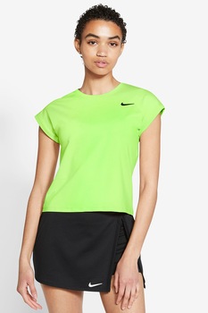Nike, Tricou slim fit cu maneci tip fluture pentru tenis Victory Dri-FIT, Verde lime/Negru Nike, Tricou slim fit cu maneci tip fluture pentru tenis Victory Dri-FIT, Verde lime/Negru