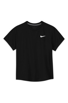Nike, Tricou cu tehnologie Dri-Fit pentru tenis Court, Negru/Alb Nike, Tricou cu tehnologie Dri-Fit pentru tenis Court, Negru/Alb