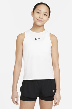 Nike, Top cu tehnologie Dri-FIT pentru tenis Court Victory, Alb optic/Negru Nike, Top cu tehnologie Dri-FIT pentru tenis Court Victory, Alb optic/Negru