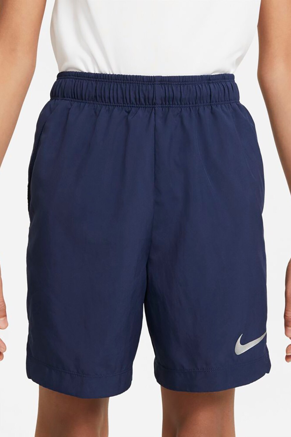 Nike, Pantaloni scurti cu tehnologie Dri-Fit si logo reflectorizant pentru antrenament, Bleumarin