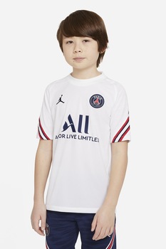 Nike, Tricou slim fit pentru fotbal Paris Saint-Germain Strike, Alb optic/Bleumarin/Rosu inchis Nike, Tricou slim fit pentru fotbal Paris Saint-Germain Strike, Alb optic/Bleumarin/Rosu inchis