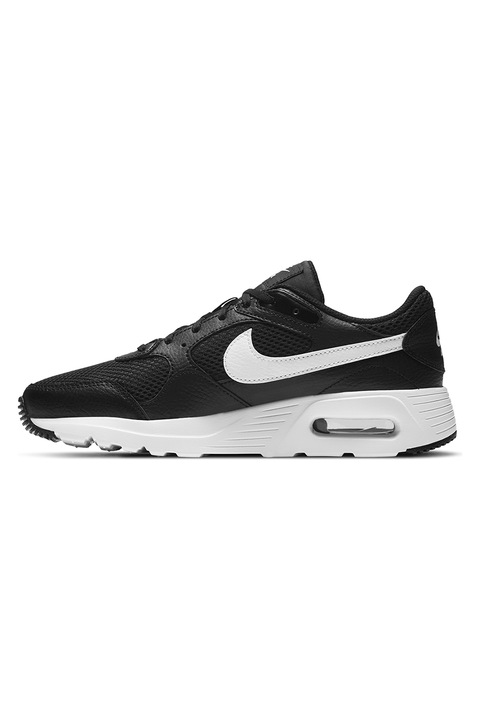 Nike, Pantofi sport low-top de piele si plasa Air Max SC, Negru/Alb, 5.5