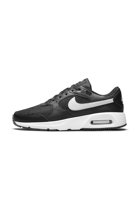 Nike, Спортни обувки Air Max Sc от кожа с контрастно лого, Черен