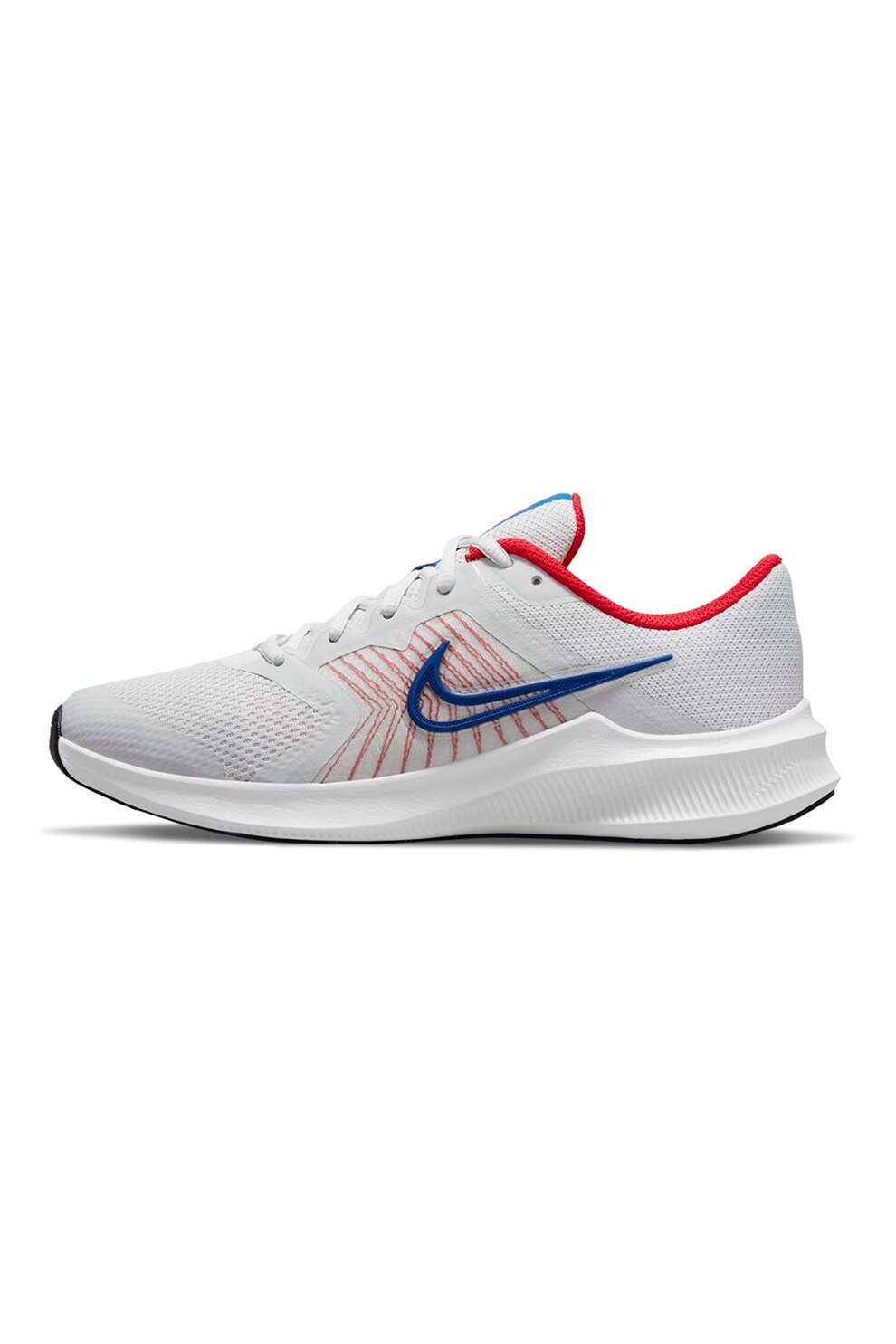 Nike, Pantofi cu segmente de plasa pentru fitness Downshifter 11, Alb/Albastru, 4Y