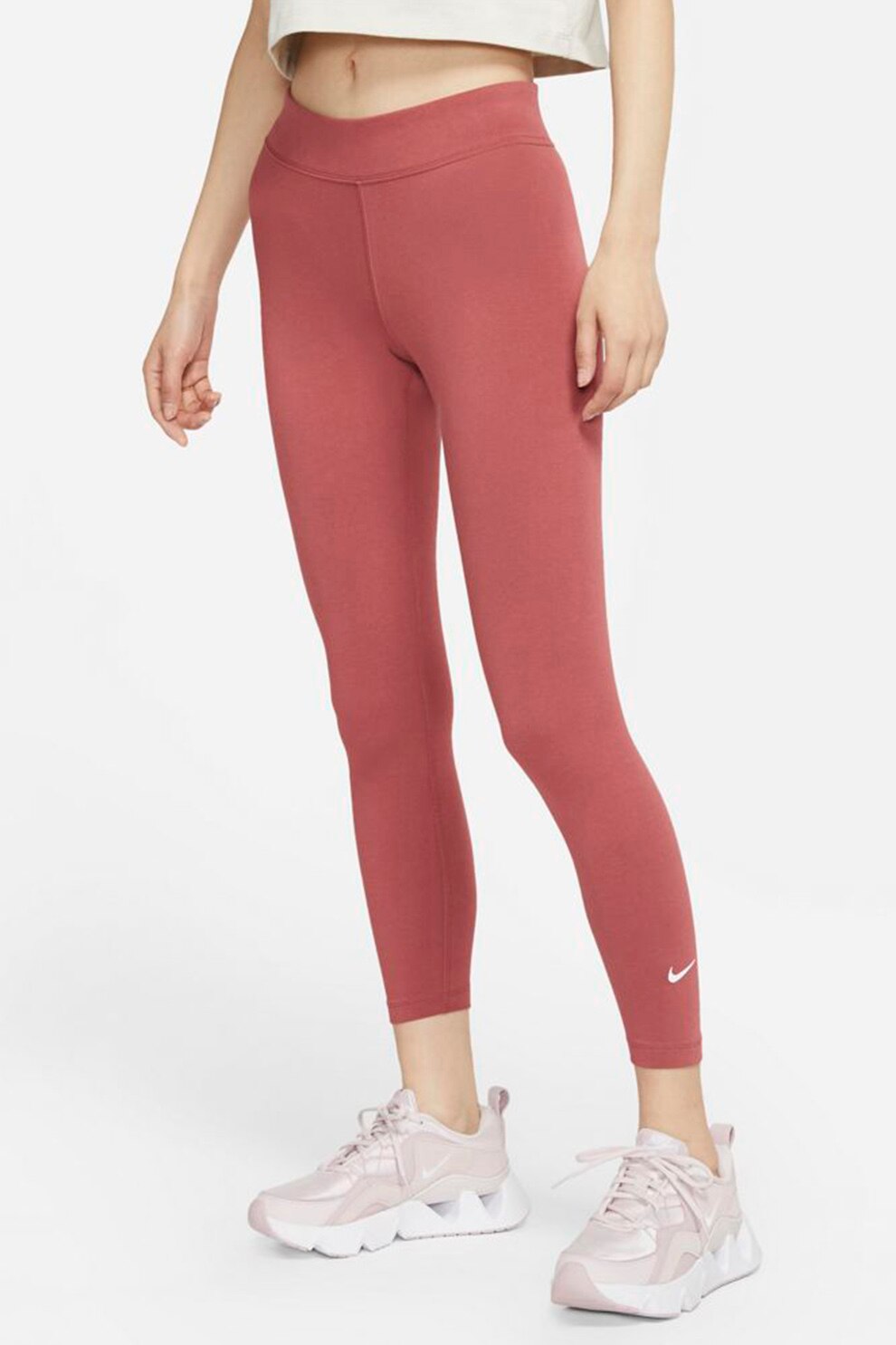 Nike, Colanti crop, pentru fitness Essential, Rosu