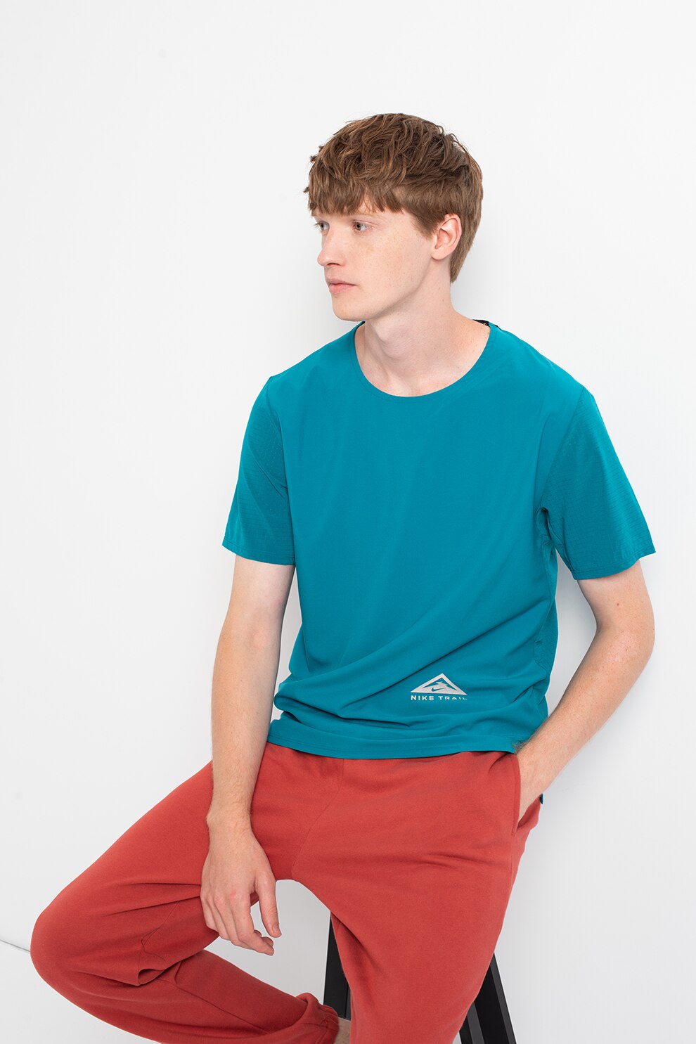 Nike, Tricou cu tehnologie Dri-FIT, pentru alergare Rise 365 Trail, Albastru petrol