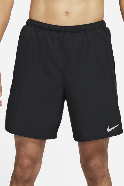 Nike, Pantaloni scurti cu tehnologie Dri-Fit si design 2in1, pentru alergare Challenger, Negru