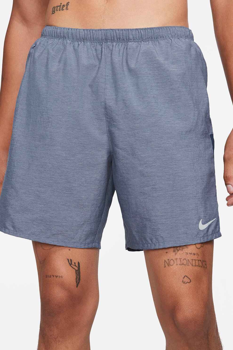 Nike, Pantaloni scurti cu tehnologie Dri-Fit pentru alergare Challenger, Albastru prafuit/Argintiu