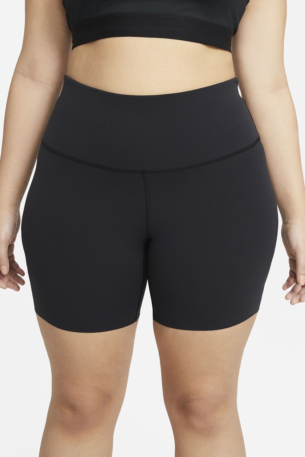 Nike, Colanti scurti cu talie inalta si tehnologie Dri-FIT pentru yoga Yoga Luxe, Negru
