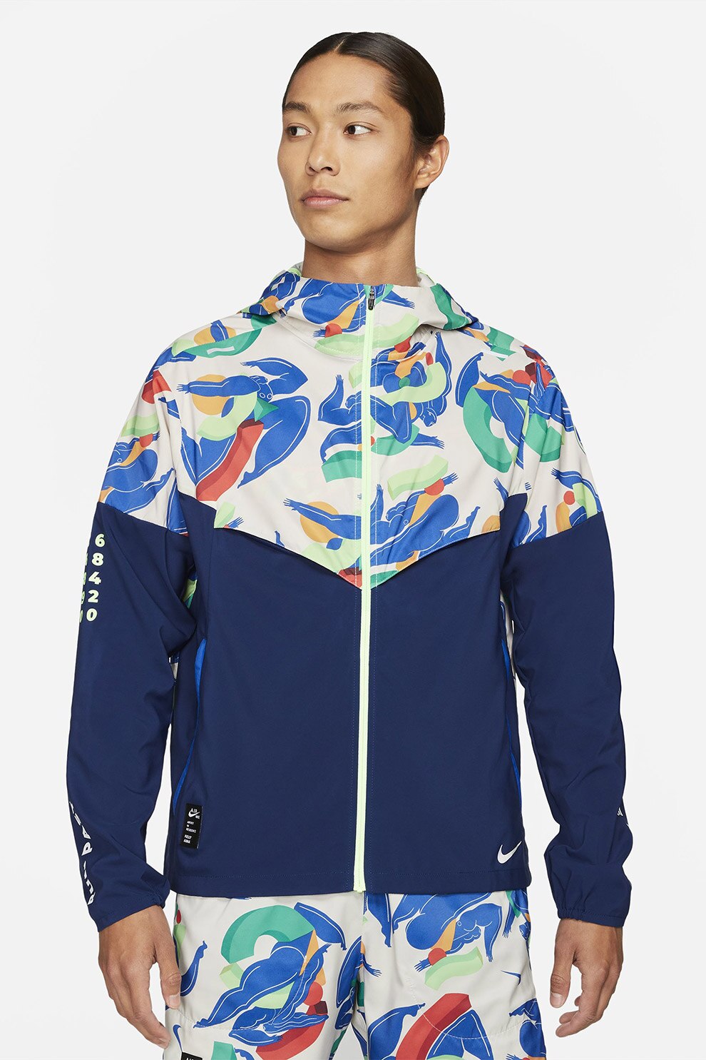Nike, Jacheta usoara pentru alergare Windrunner, Bleumarin/Alb