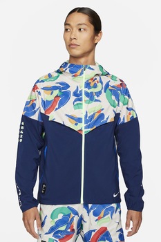 Nike, Jacheta usoara pentru alergare Windrunner, Bleumarin/Alb Nike, Jacheta usoara pentru alergare Windrunner, Bleumarin/Alb