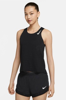 Nike, Top cu perforatii pentru alergare AeroSwift, Negru/Alb Nike, Top cu perforatii pentru alergare AeroSwift, Negru/Alb