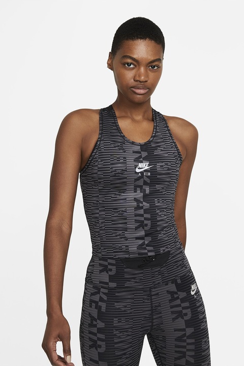 Nike, Top slim fit pentru alergare Air, Negru/Gri inchis