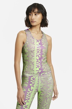 Nike, Top slim fit pentru alergare Air, verde electric, lila Nike, Top slim fit pentru alergare Air, verde electric, lila