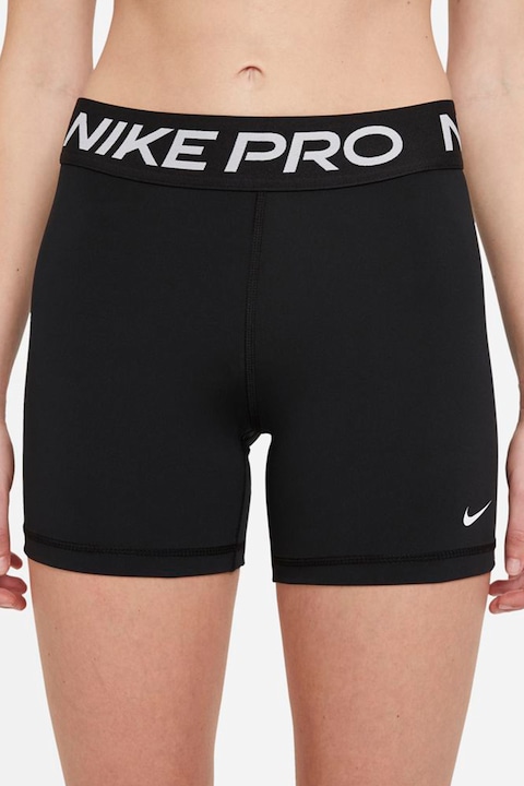 Nike, Къс фитнес клин Pro 365 с Dri-FIT и лого, Мръснобял/Черен