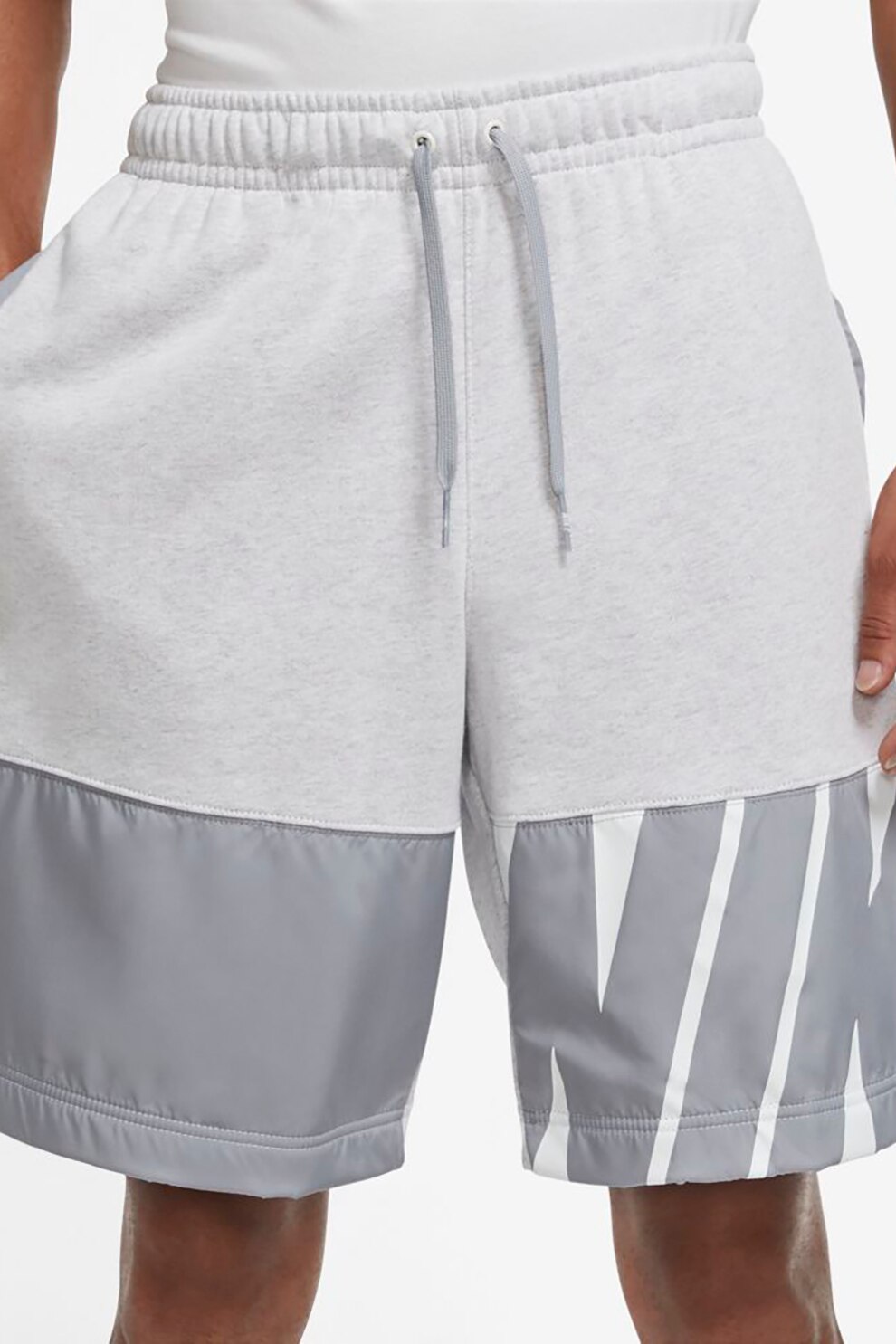 Nike, Bermude sport cu imprimeu logo NSW, Gri, XL