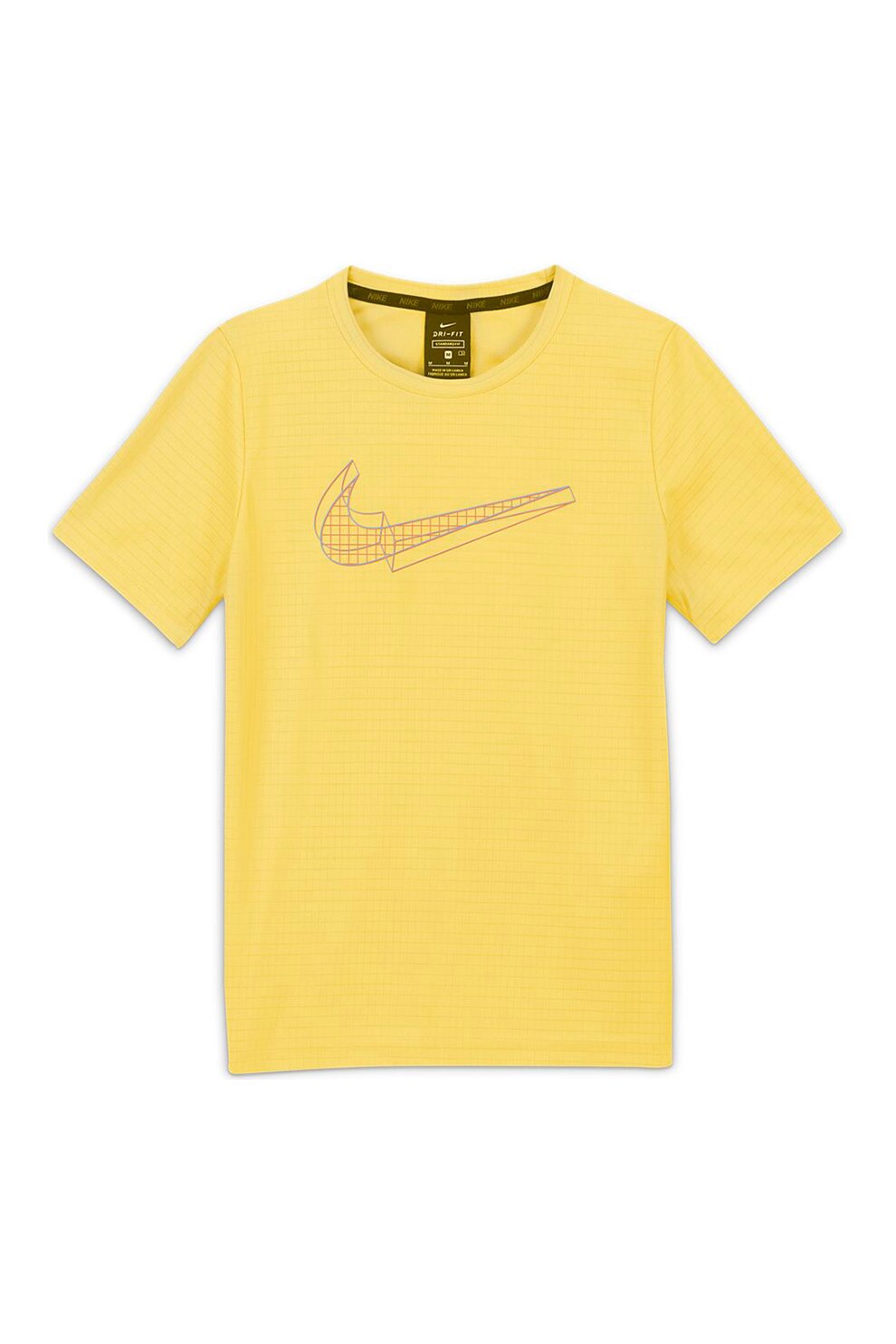 Nike, Tricou cu tehnologie Dri-Fit si decolteu la baza gatului, Galben