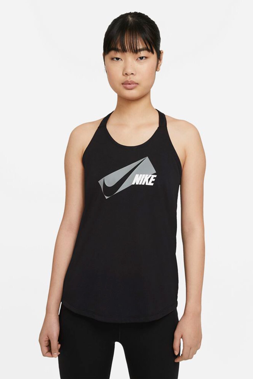 Nike, Top cu tehnologie Dri Fit pentru fitness Elastika, Negru