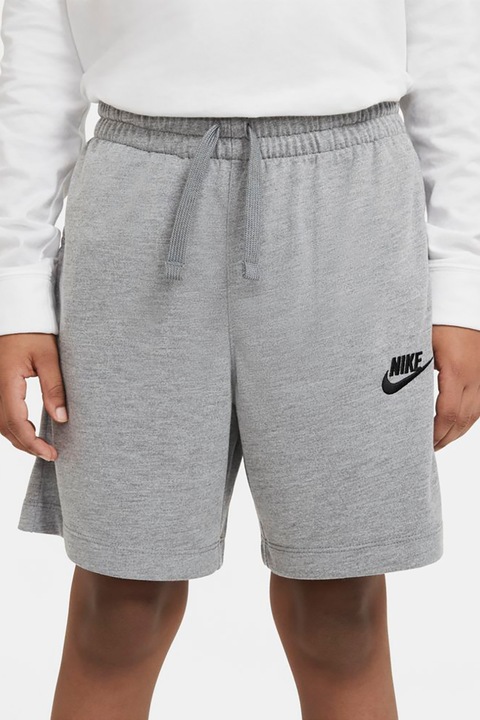 Nike, Pantaloni scurti cu snur in talie, Gri melange