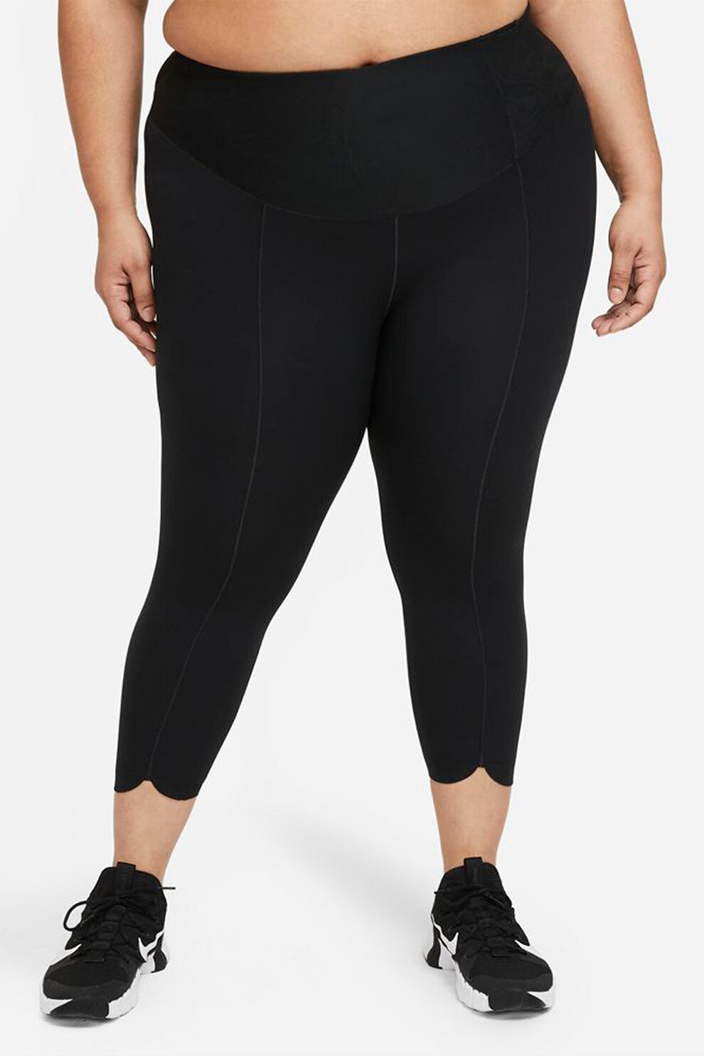 Nike, Colanti crop cu tehnologie Dri-Fit pentru fitness One Luxe, Negru