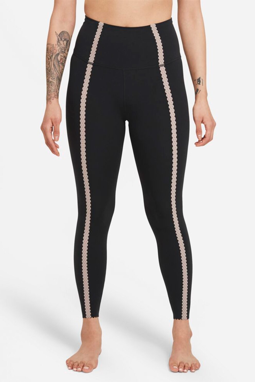 Nike, Colanti crop cu talie inalta, pentru yoga Luxe, Negru