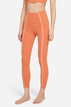 Nike, Colanti crop cu talie inalta, pentru yoga Luxe, Oranj Nike, Colanti crop cu talie inalta, pentru yoga Luxe, Oranj