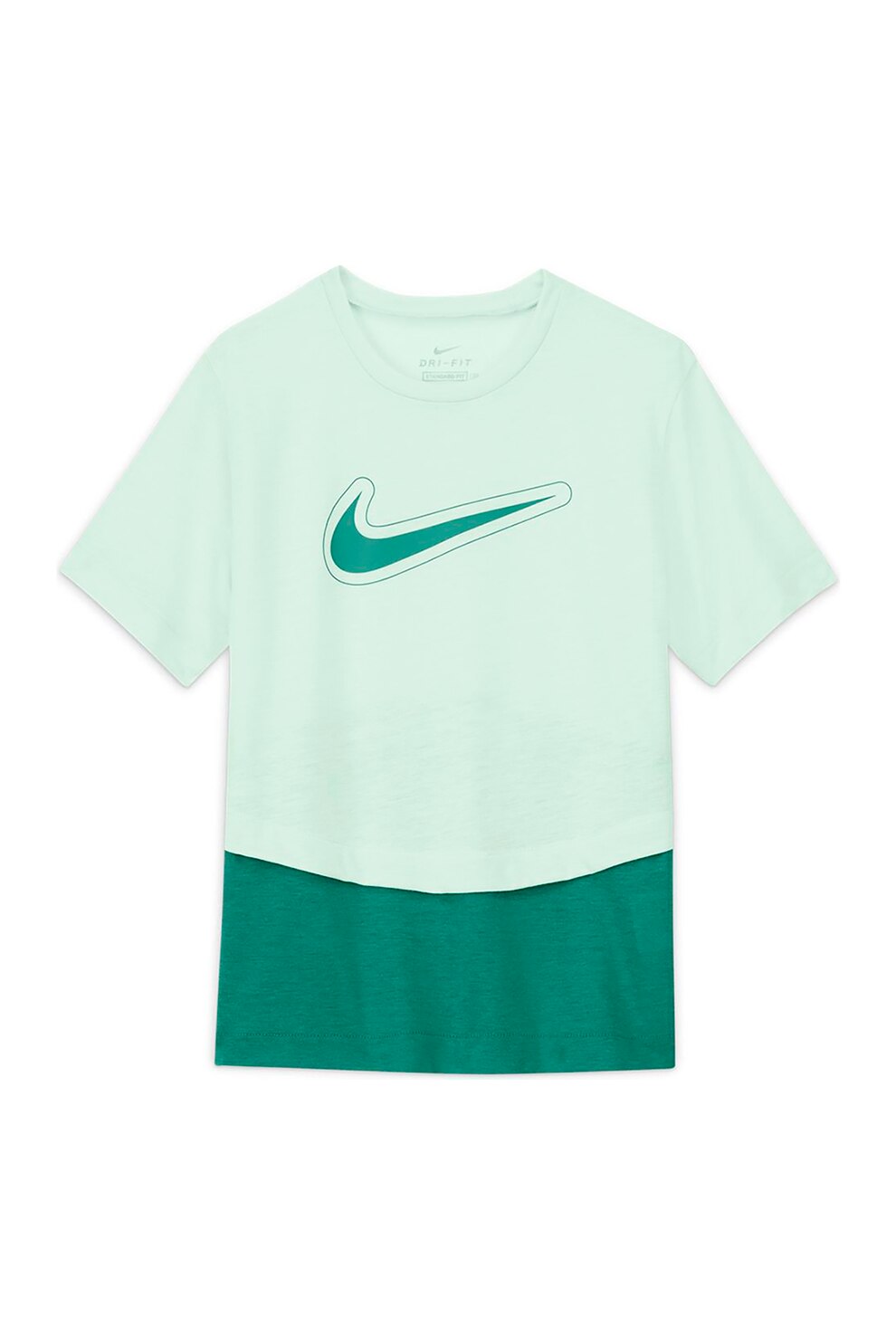Nike, Tricou cu tehnologie Dri-Fit si imprimeu logo Summer Trophy, Verde