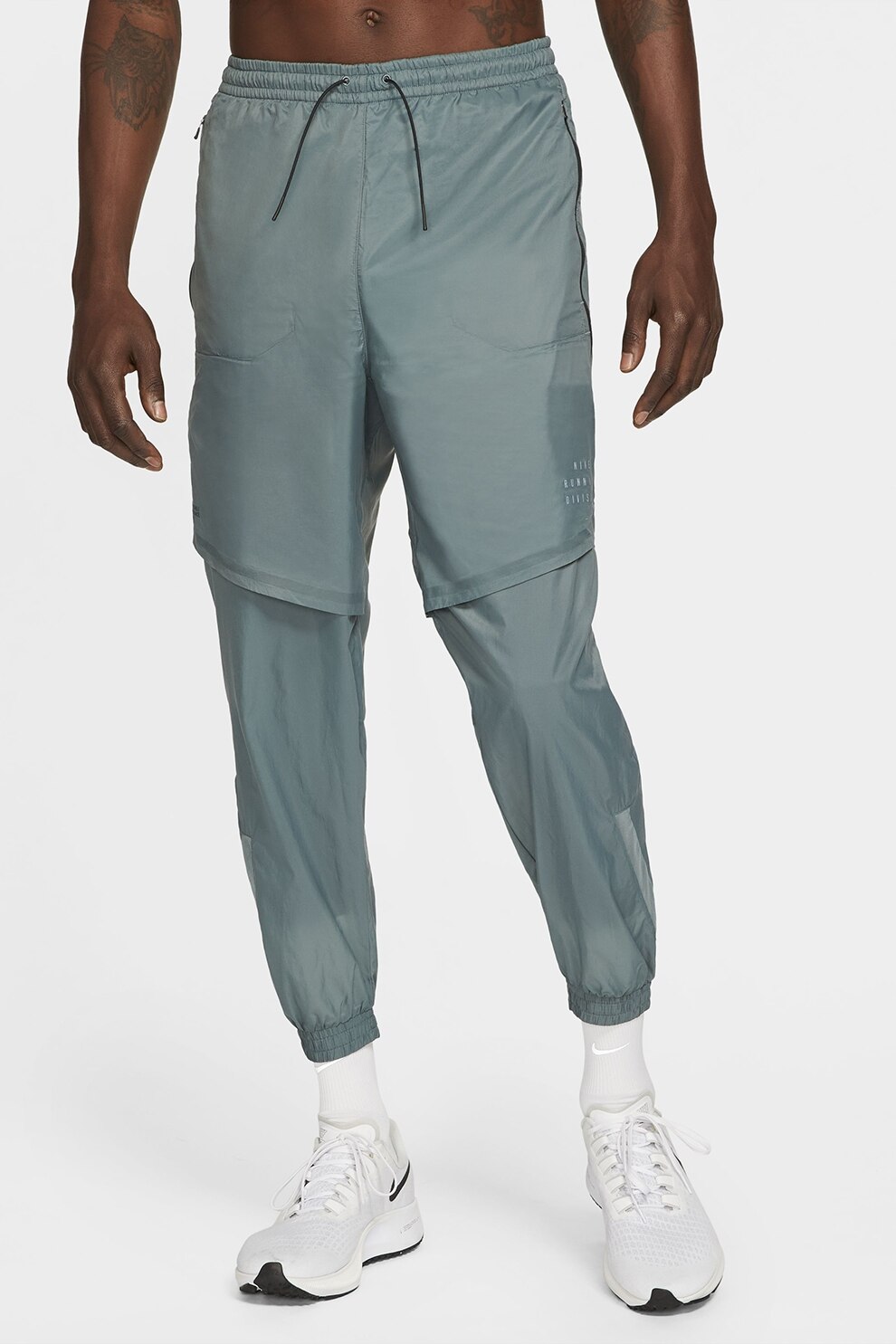 Nike, Pantaloni cu logo pentru alergare, Albastru prafuit