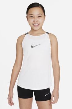 Nike, Top cu tehnologie Dri-FIT Elastika, Alb optic Nike, Top cu tehnologie Dri-FIT Elastika, Alb optic