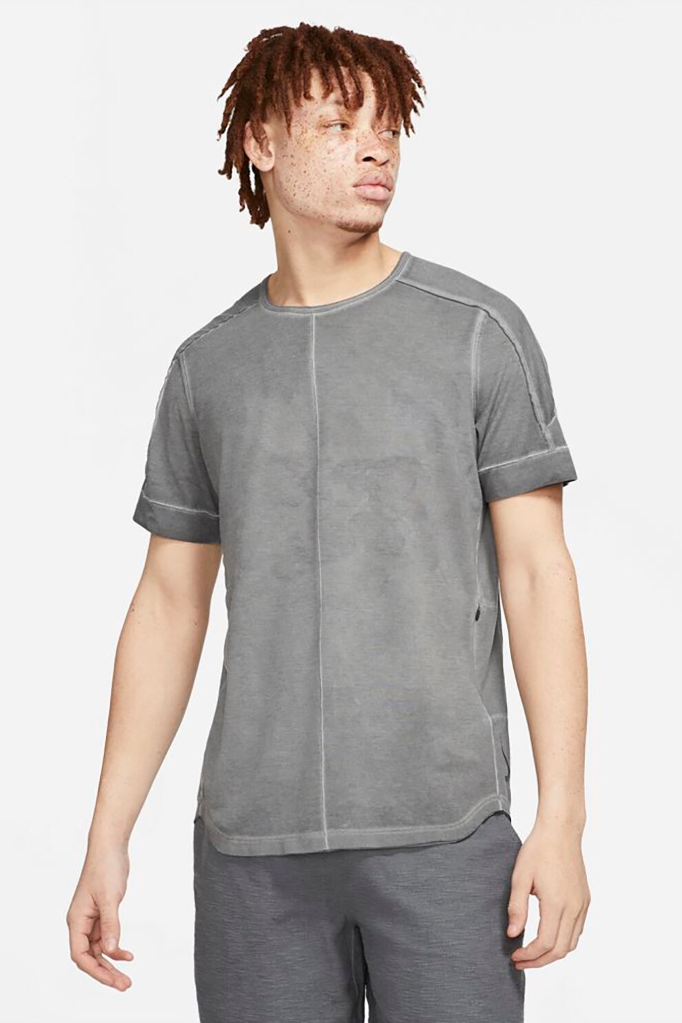 Nike, Tricou cu tehnologie Dri-FIT pentru fitness Yoga, Gri antracit