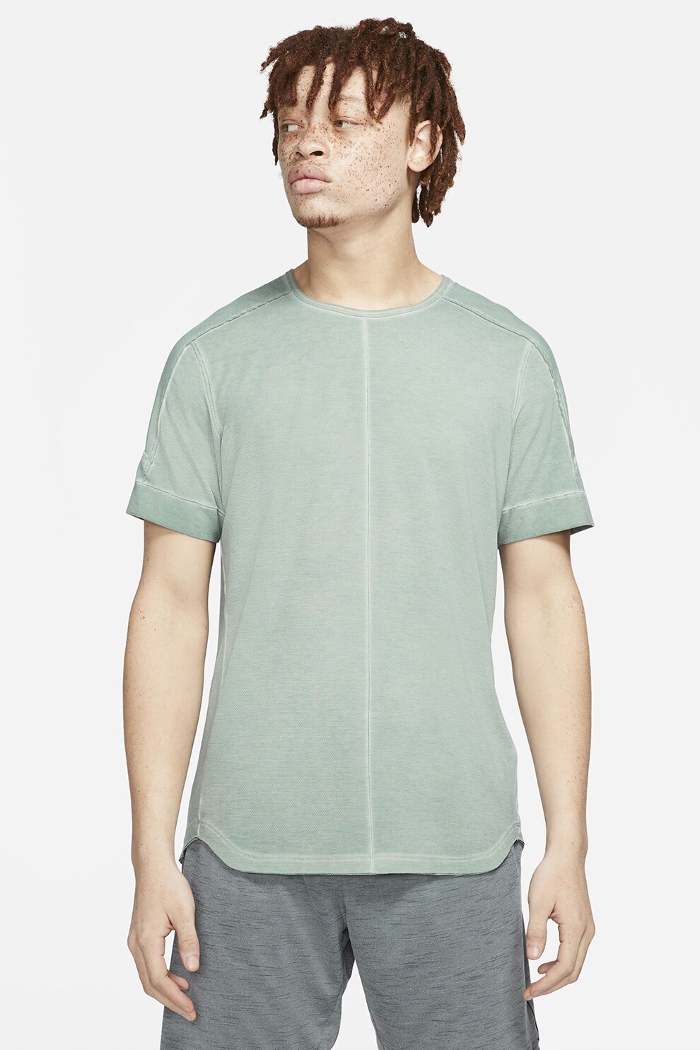Nike, Tricou cu tehnologie Dri-FIT pentru fitness Yoga, Verde sparanghel/Negru