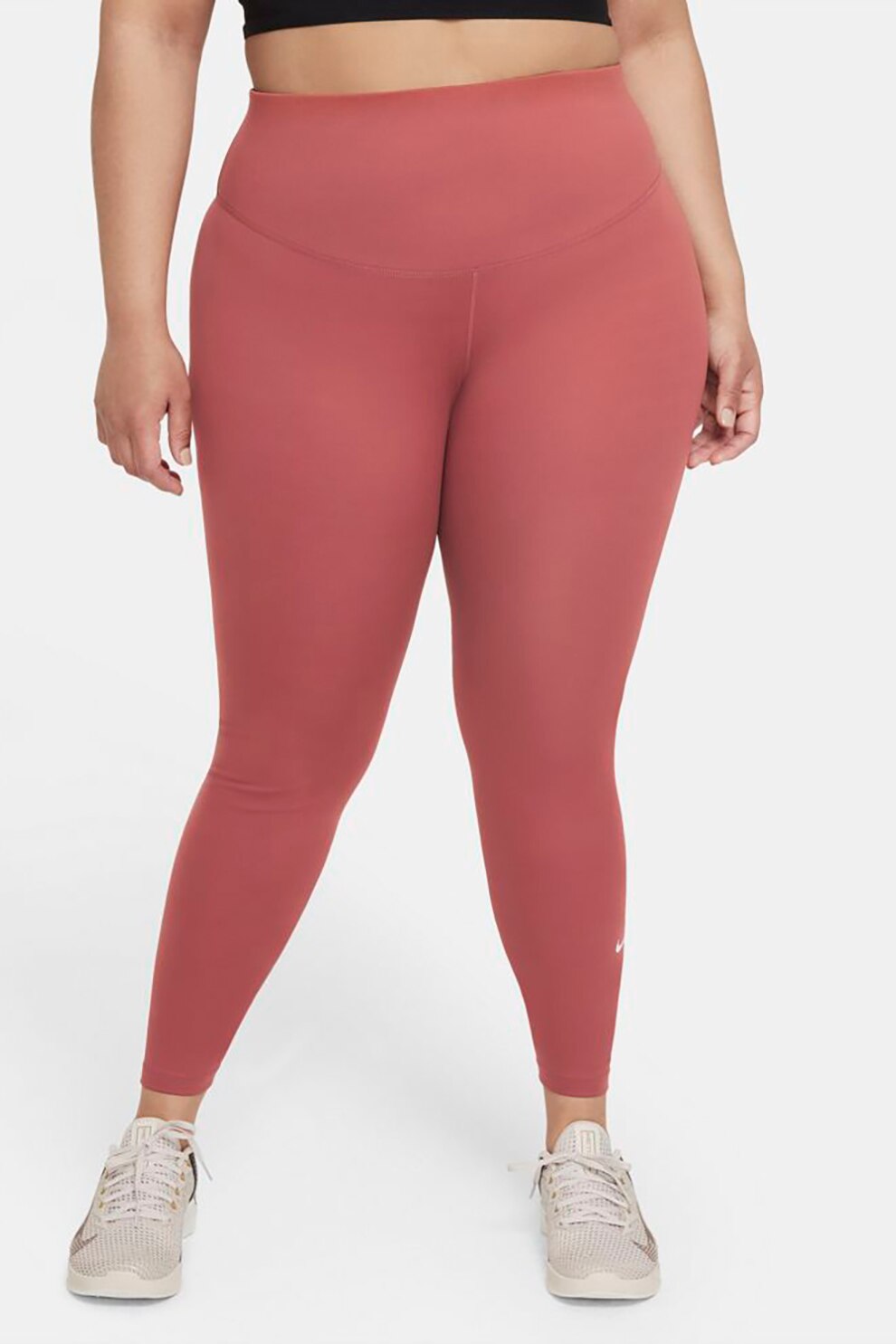 Nike, Colanti cu talie inalta si tehnologie Dri-Fit, pentru fitness One, Rosu stins