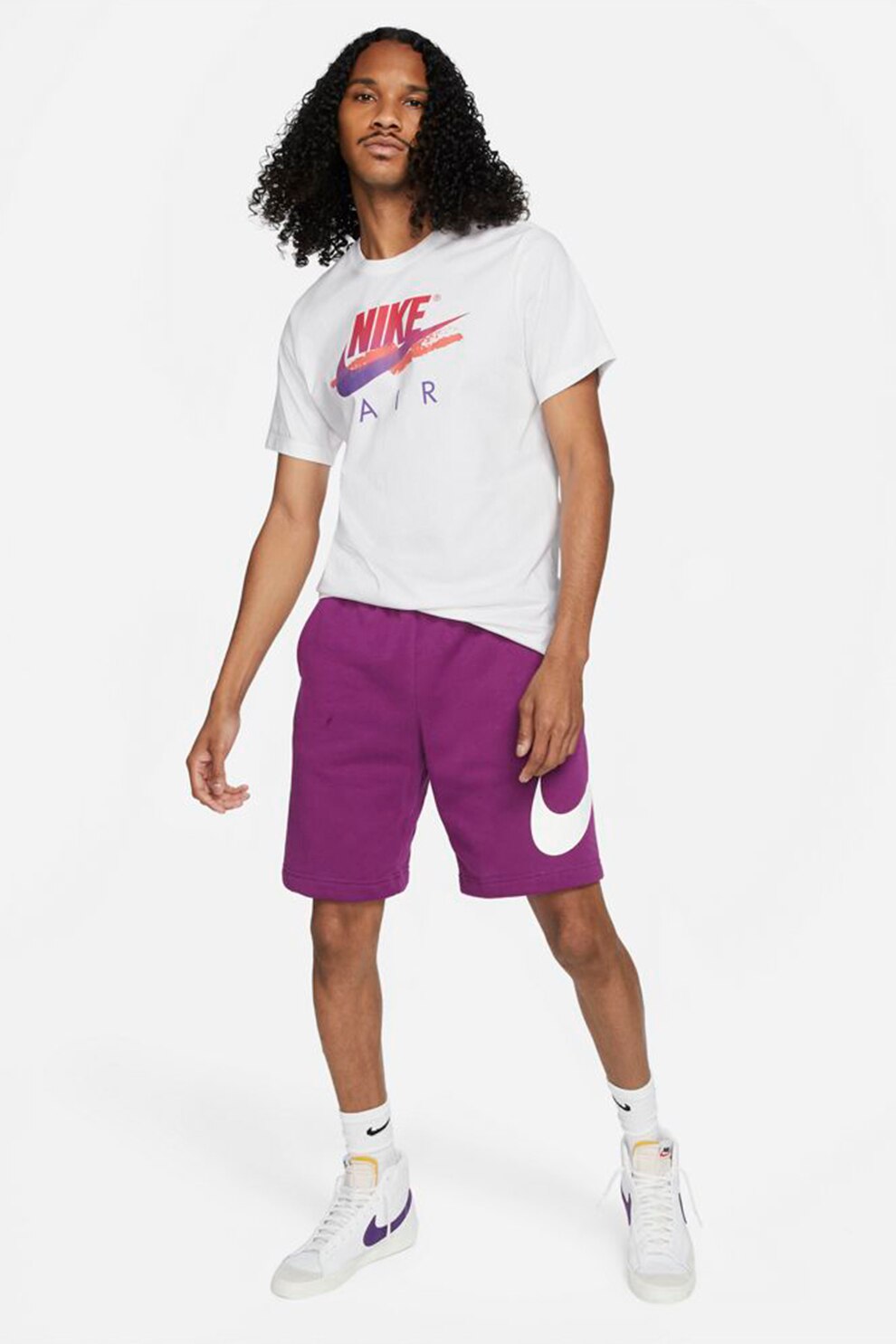 Nike, Tricou cu imprimeu logo DNA Futura, Alb/Roz