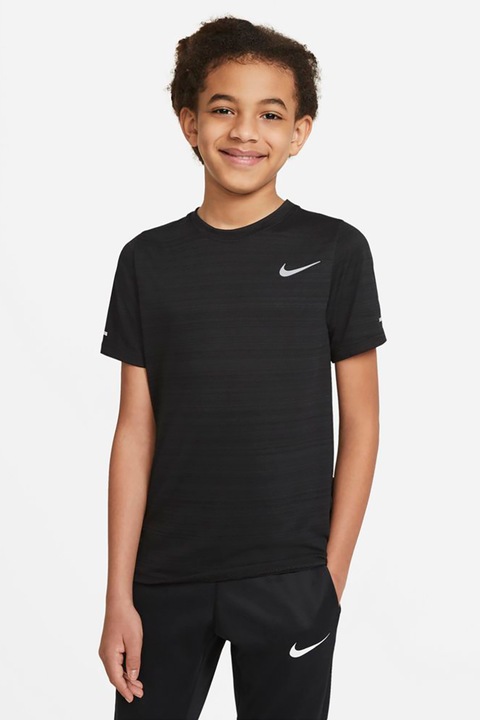 Nike, Фитнес тениска Miler с Dri-FIT със светлоотразително лого, Черен