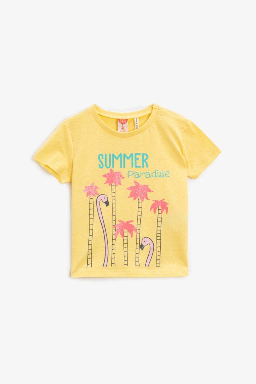 KOTON, Tricou cu imprimeu grafic, Oranj pal/albastru aqua/roz, 68-74 CM