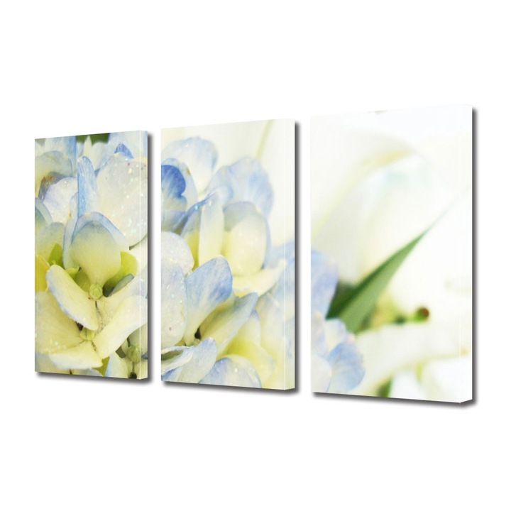 Tablou Multicanvas 3 Piese Flori, Lilieci albi, 100 x 210 cm