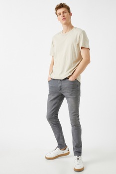 KOTON, Blugi skinny cu talie joasa Michael, Gri, W33-L32 KOTON, Blugi skinny cu talie joasa Michael, Gri, W33-L32
