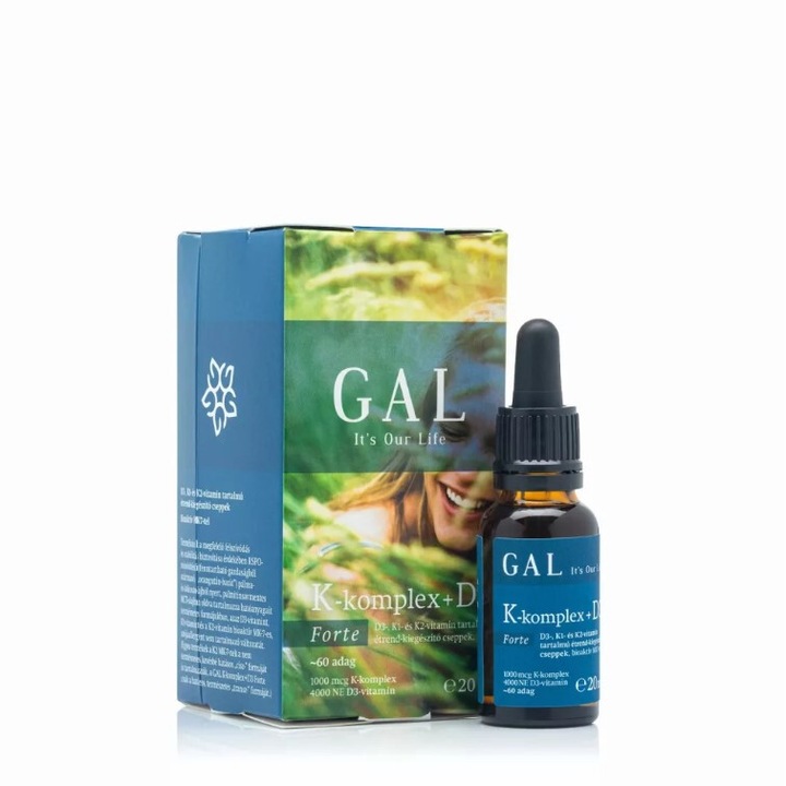 GAL Vitamina K2+D3 FORTE, 1000 mcg K-complex + 4000 IU D3, 60 doza