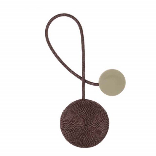 Cordon de strangere pentru draperie sau perdea cu magnet, model Pufo, maro
