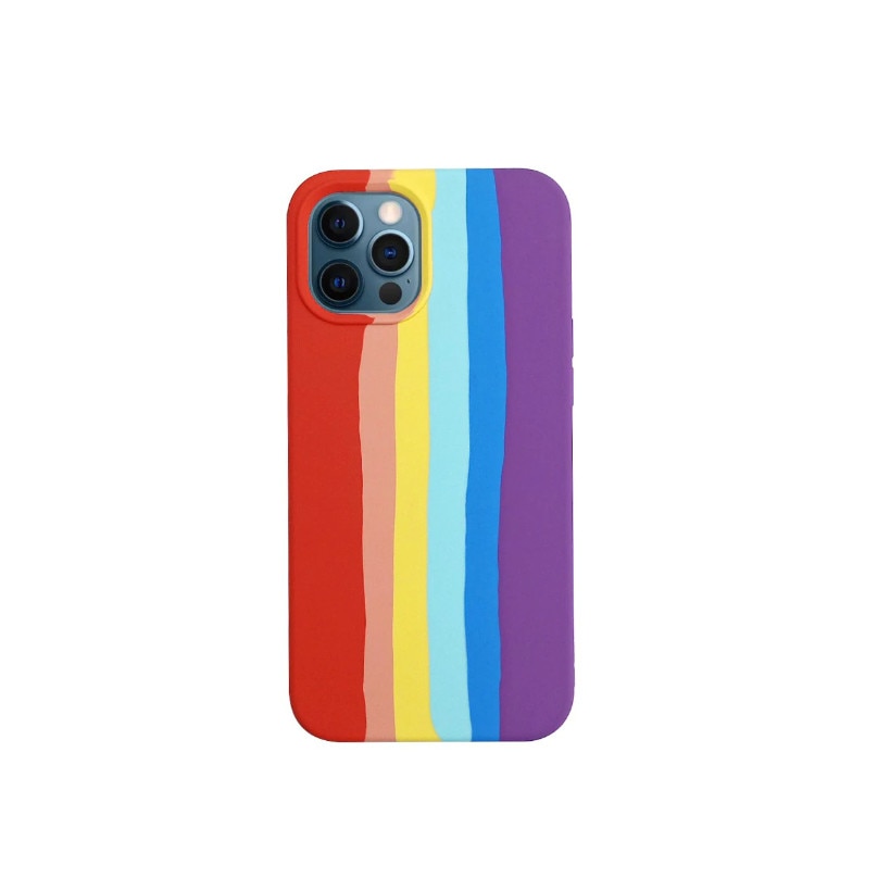 Husa silicon soft-touch compatibila cu Apple IPhone 11, Curcubeu