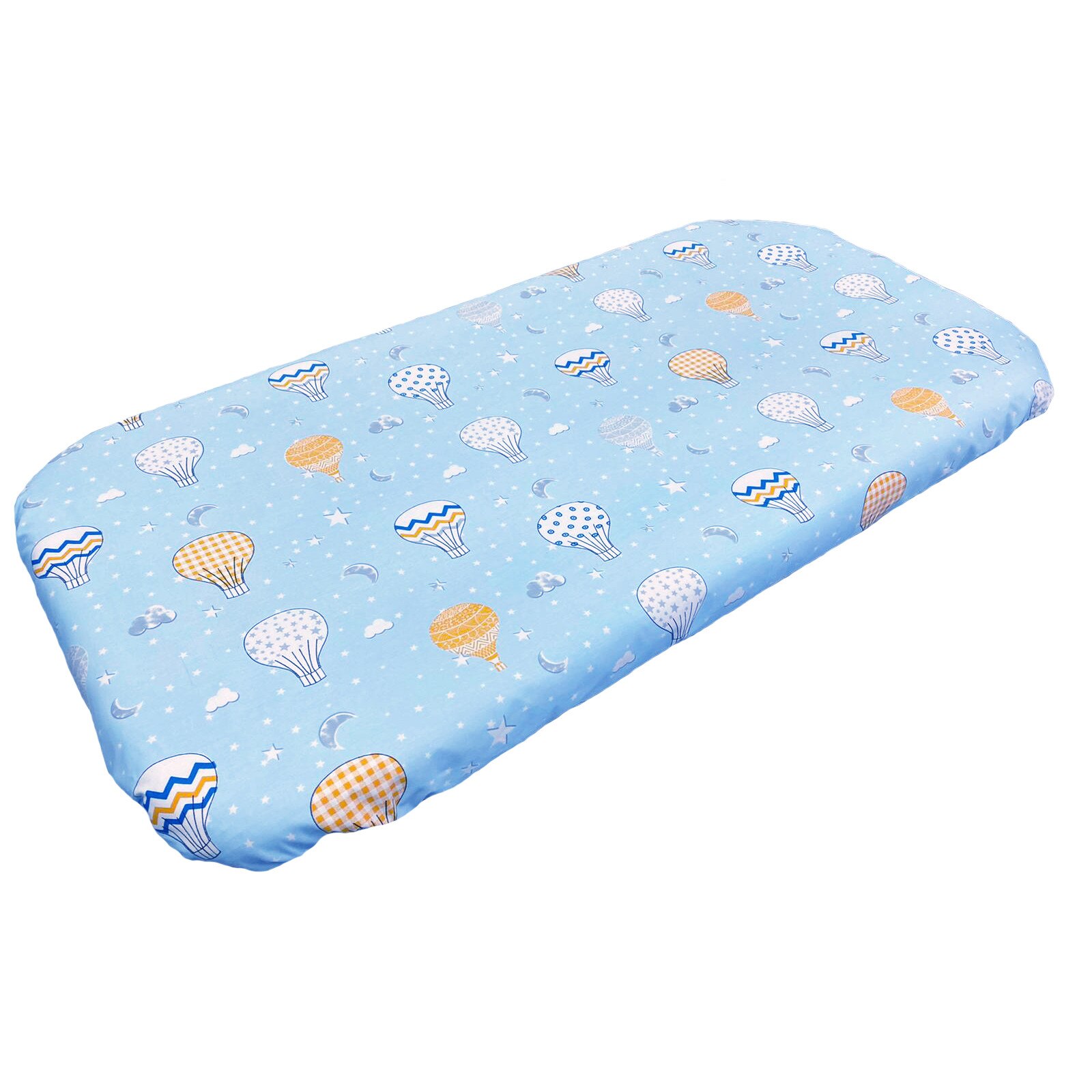 Cearceaf multicolor 144x90 cm cu elastic pentru patut nou-nascuti, din bumbac ranforce, by Liz Line - CnN1