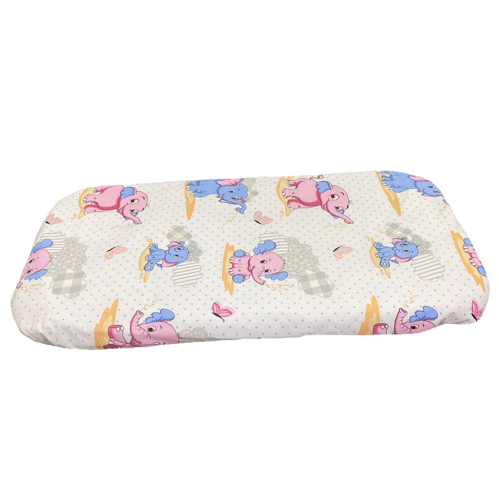 Cearceaf multicolor 144x90 cm cu elastic pentru patut nou-nascuti, din bumbac ranforce, by Liz Line - CnN13