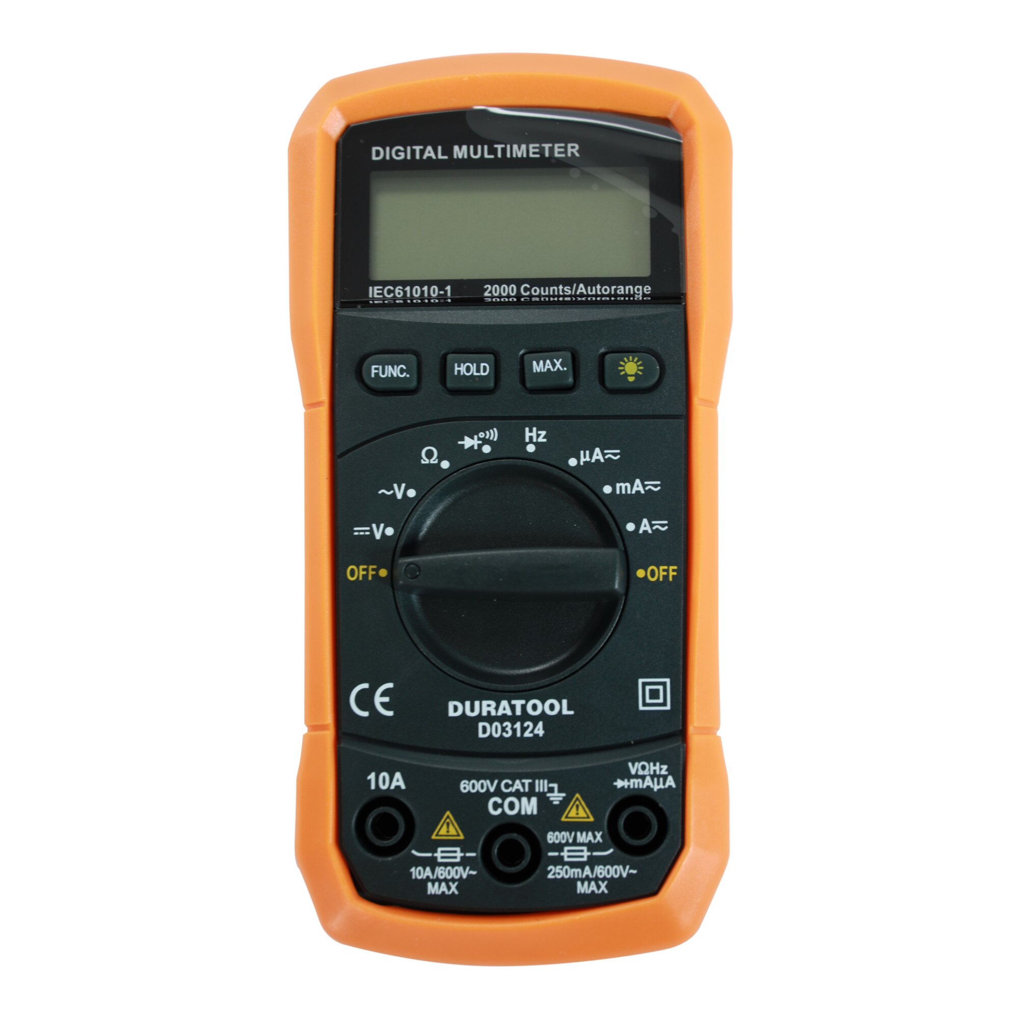 Multimetru Digital Autoscalare Duratool, D03124, negru-portocaliu, 15x10 cm