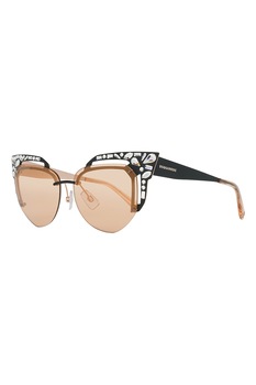 Dsquared2, Ochelari de soare cat-eye cu strasuri, Negru/Argintiu, 55-14-140 Standard Dsquared2, Ochelari de soare cat-eye cu strasuri, Negru/Argintiu, 55-14-140 Standard